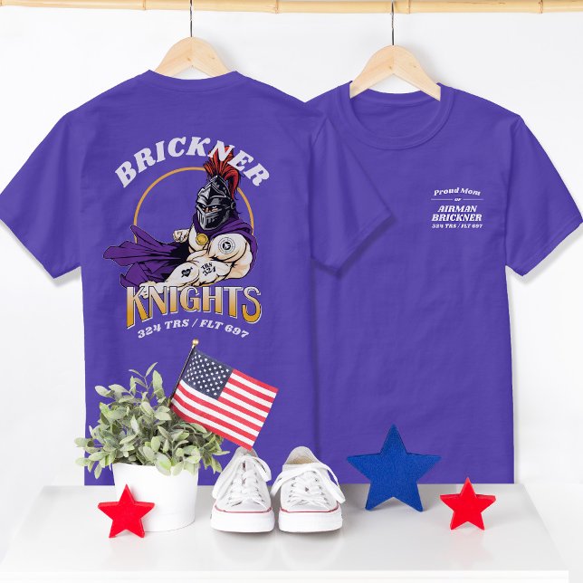 T-shirt 324 Chevaliers Formation de base de la Force aérie (Custom purple Air Force Basic Military Training Graduation Shirt, 324 Knights Family Shirt Proud Mom)