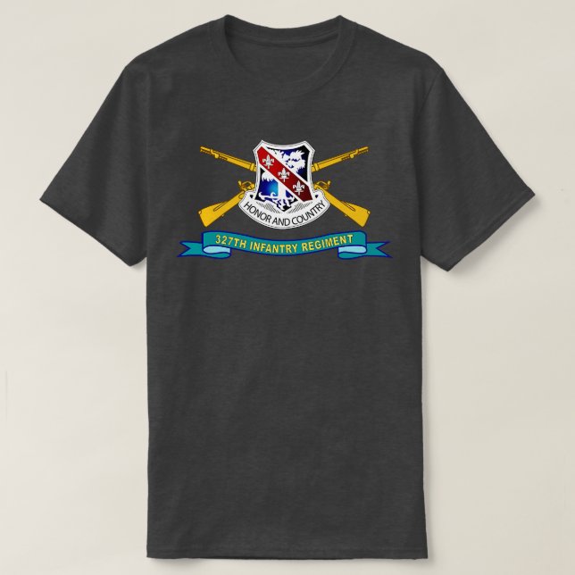 T-shirt 327e Régiment d'infanterie DUI w Br Ribbon X (Design devant)