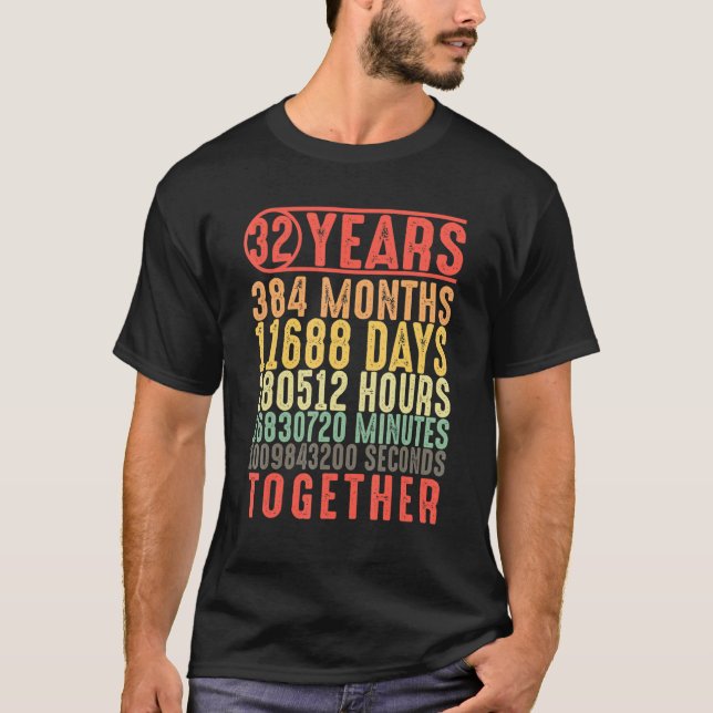T-shirt 32 ans ensemble 32e anniversaire Couples mariés (Devant)