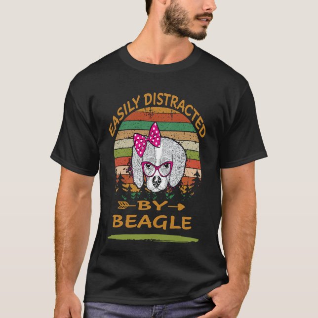 T-shirt 32 Facilement Distrait Par Beagle (Devant)