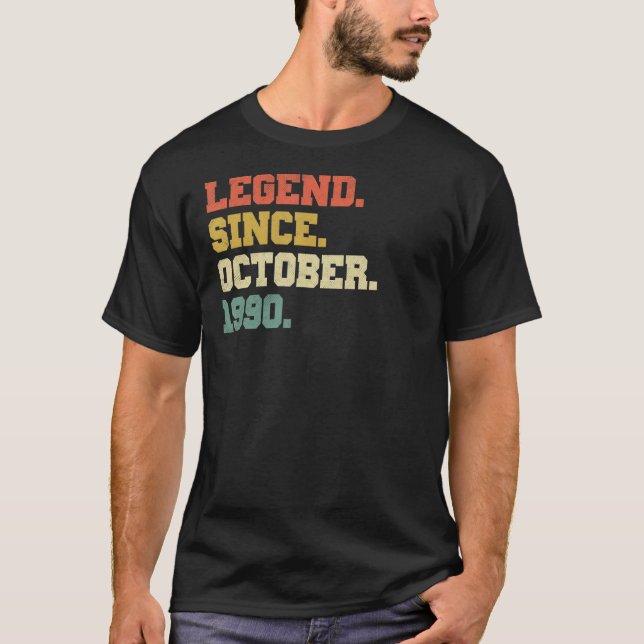 T-shirt 32 Years Old Legend Since October 1990 32 nd Birth (Devant)