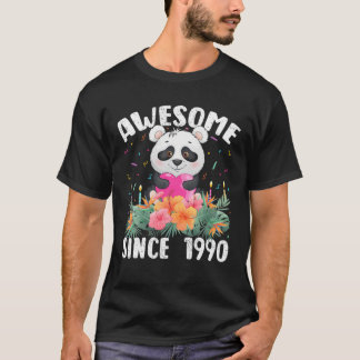 T-shirt 32 Years Old Panda Lover Awesome Since 1990 32Th B