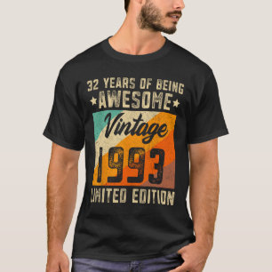 T-shirt 32e anniversaire Hommes 32 ans Femmes 1993 Limited