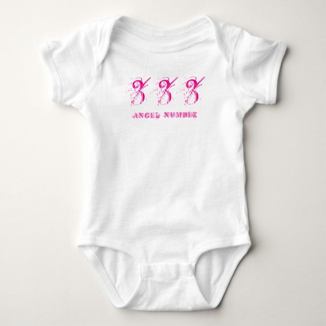 T-shirt 333 (NUMÉRO ANGEL) Synchronicité, rose - (Devant)