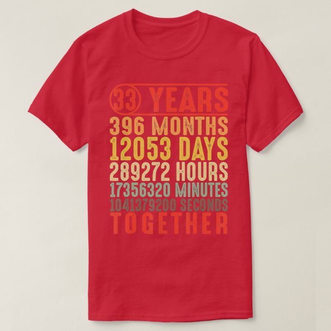 T-shirt 33 Année 33e anniversaire Mariage Cadeaux pour ell (Design devant)