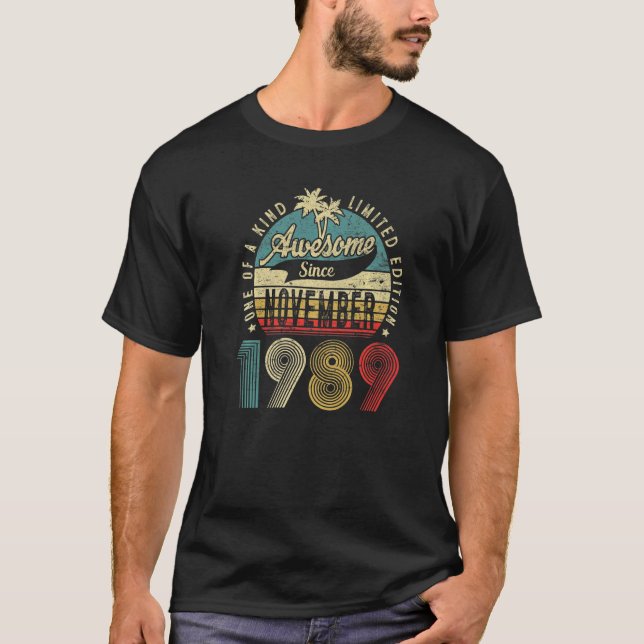 T-shirt 33 Ans 33e Anniversaire Awesome depuis Novembre (Devant)