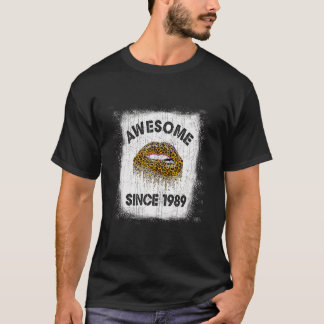 T-shirt 33 Ans Anniversaire Awesome Depuis 1989 Leopard L