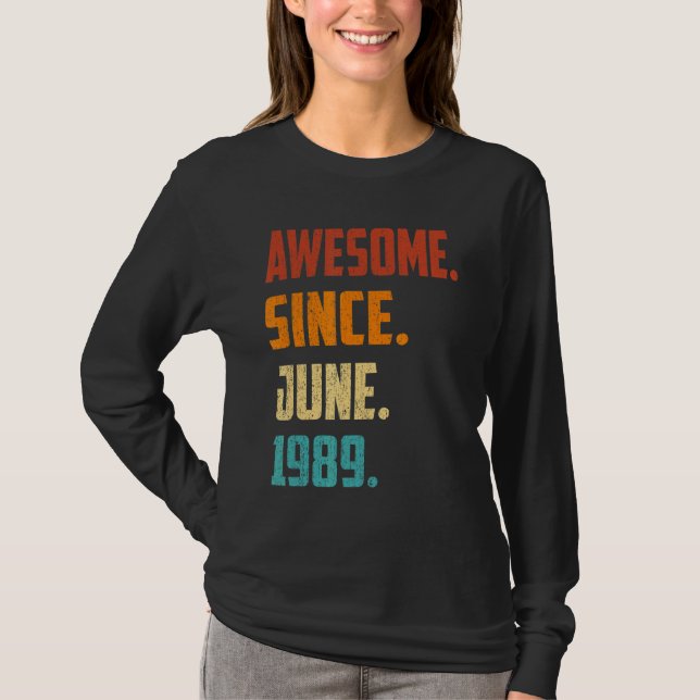 T-shirt 33 Ans Awesome Depuis Juin 1989 33e Anniversaire (Devant)