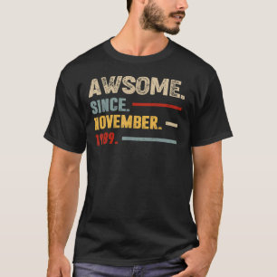 T-shirt 33 Ans Awesome Depuis Novembre 1989 33ème Bir