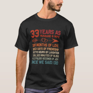 T-shirt 33 ans comme épouse 33e anniversaire Cadeau pour