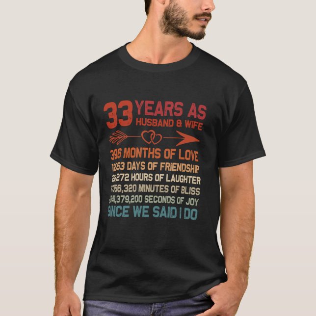 T-shirt 33 ans comme épouse 33e anniversaire Cadeau pour (Devant)