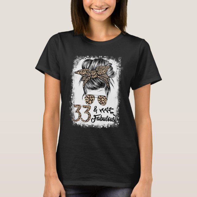 T-shirt 33 ans Fabuleux Messy Bun Leopard 33e naissance (Devant)