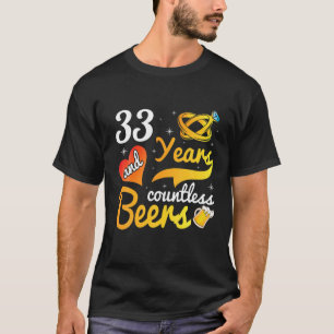 T-shirt 33 Ans Nombreuses Bières Mariage Mari Mari Wif