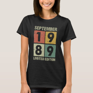 T-shirt 33 ans Vintage septembre 1989 33e anniversaire