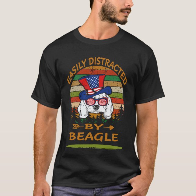 T-shirt 33 Facilement Distrait Par Beagle (Devant)