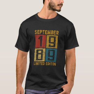 T-shirt 33e Anniversaire Septembre 1989 Né En 1989 33 Ans