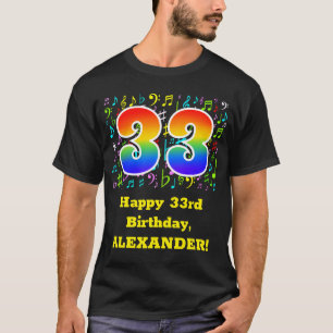 T-shirt 33e anniversaire : Symboles de musique colorée, Ar