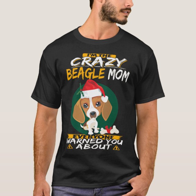 T-shirt 340 Je suis la mère Beagle folle (Devant)