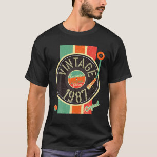 T-shirt 34 Anniversaire Homme 1987 Décembre Vinyl Turntabl