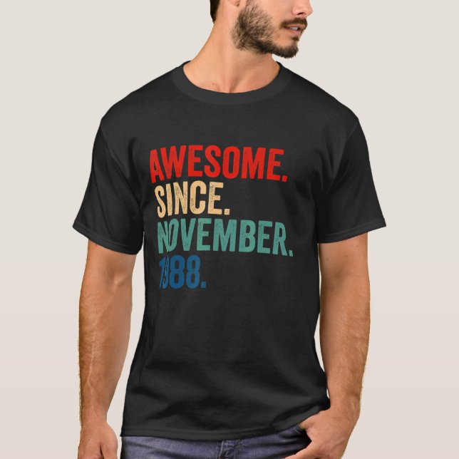 T-shirt 34 Ans 34ème anniversaire Awesome depuis novembre (Devant)