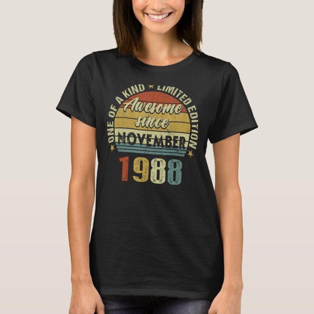 T-shirt 34 Ans Awesome Depuis Novembre 1988 34th Bir (Devant)