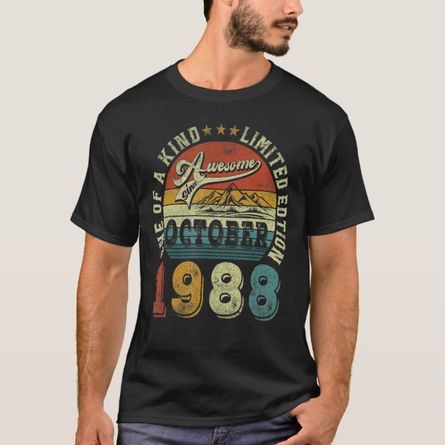 T-shirt 34 Ans Awesome Depuis Octobre 1988 34e Birt (Devant)