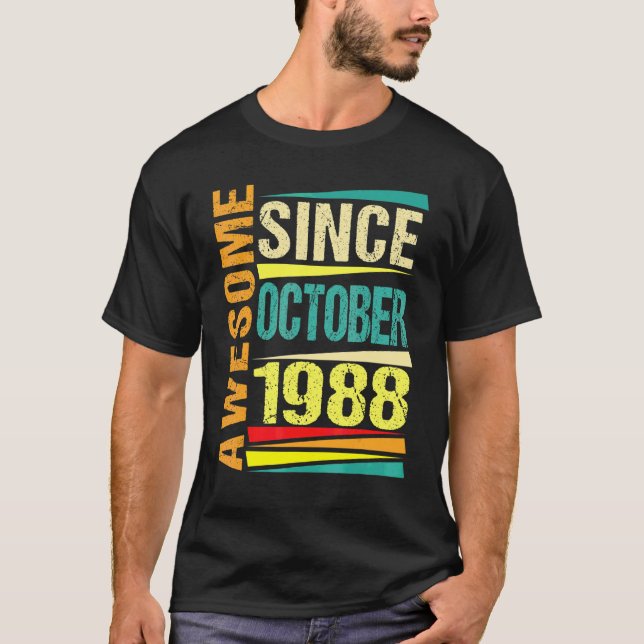 T-shirt 34 ans Old Legend Since October 1988 34th Birth (Devant)