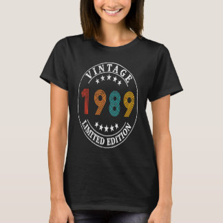 T-shirt 34 ans Retro Vintage 1989 34e anniversaire