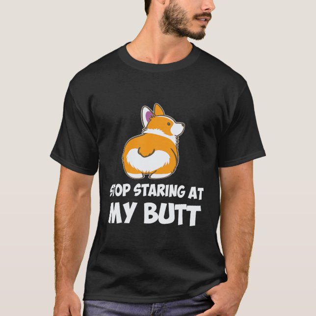 T-shirt 34 Arrêtez de mater mon cul Corgi (Devant)