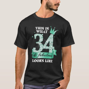T-shirt 34 & Fabulous I Turquoise Black Party Group Photo