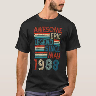 T-shirt 34e anniversaire Awesome Epic Légende depuis mai 1