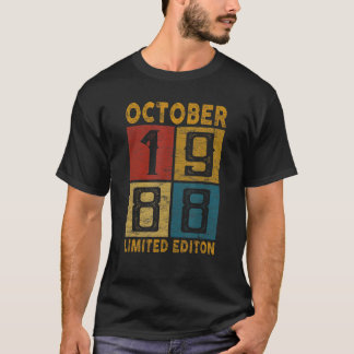 T-shirt 34e anniversaire Octobre 1988 Né en 1988 34 ans
