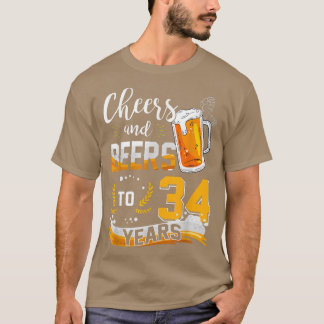 T-shirt 34e Anniversaire Soeurs Et Bières À 34 Ans Né En