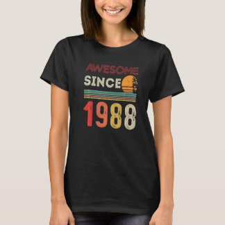 T-shirt 34ème Anniversaire Vintage 1988 Né En 1988 Awesome