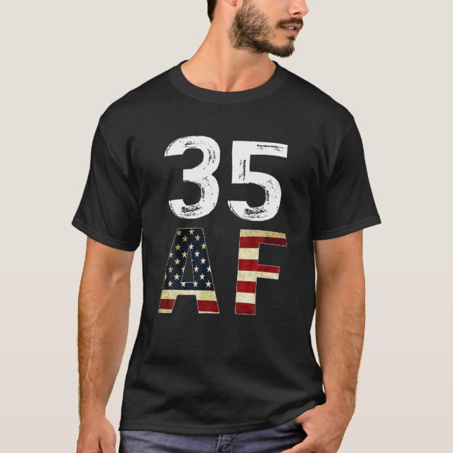 T-shirt 35 AF 35E Anniversaire Drapeau américain Tee (Devant)