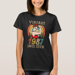 T-shirt 35 Anniversaire Pour Femmes Vintage 1987 Naissance