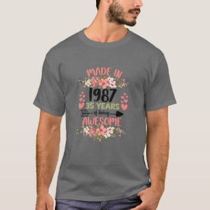 T-shirt 35 Ans 35E Anniversaire Né En 1987 Femme Fille