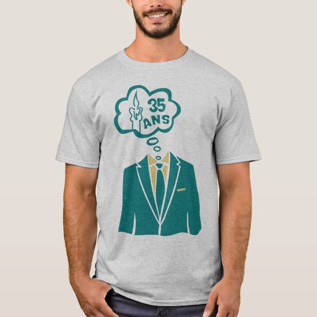 T-shirt 35 ans costume cravate anniversaire bulle bougie (Devant)
