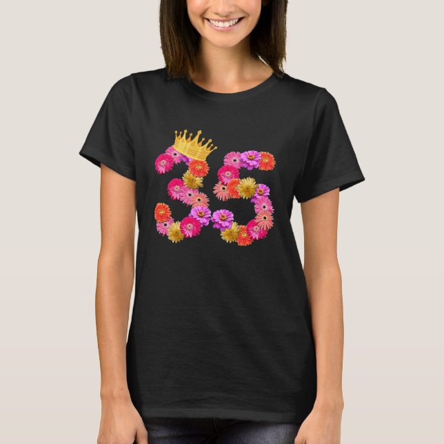 T-shirt 35 Ans Flower Crown Son 35e Birt (Devant)