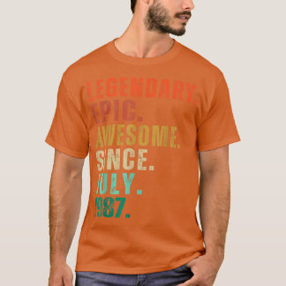 T-shirt 35 Ans Funny Awesome Depuis Juillet 1987 35th Bi