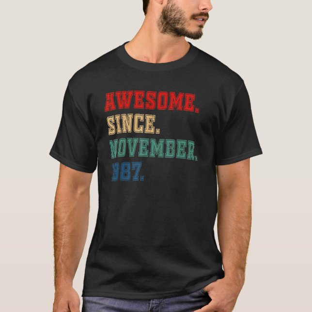 T-shirt 35 Ans Funny Awesome Depuis Novembre 1987 35t (Devant)