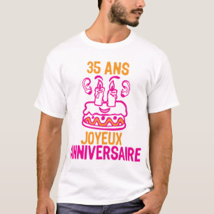 T-shirt 35 ans gateau bougie anniversaire fete