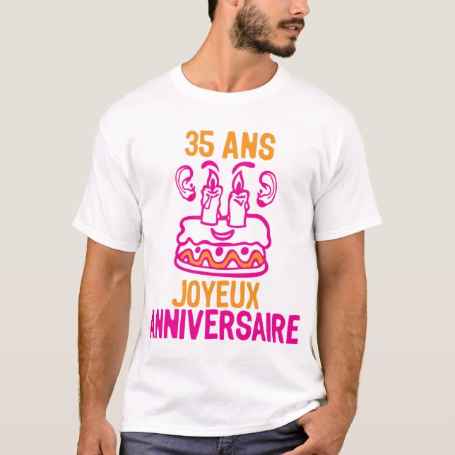 T-shirt 35 ans gateau bougie anniversaire fete (Devant)