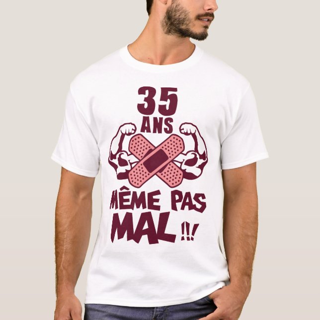T-shirt 35 ans meme pas mal anniversaire muscle (Devant)