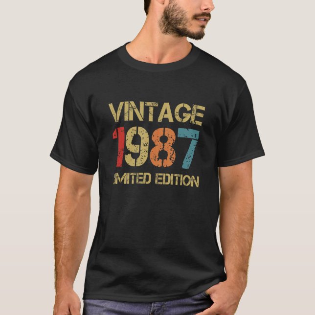 T-shirt 35 Ans Vintage 1987 Anniversaire (Devant)