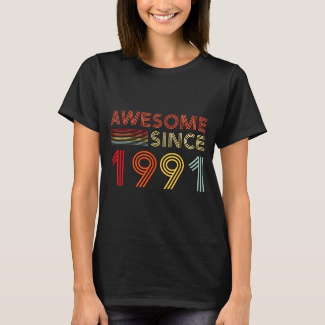 T-shirt 35 Birthday Decorations Men 35yr Awesome 1991 35th (Devant)