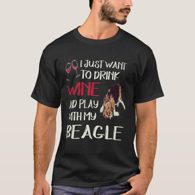 T-shirt 35 Bois du vin et joue avec mon beagle (Devant)