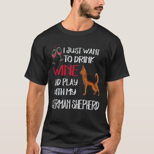 T-shirt 35 Veut simplement boire du vin et jouer avec mon  (Devant)