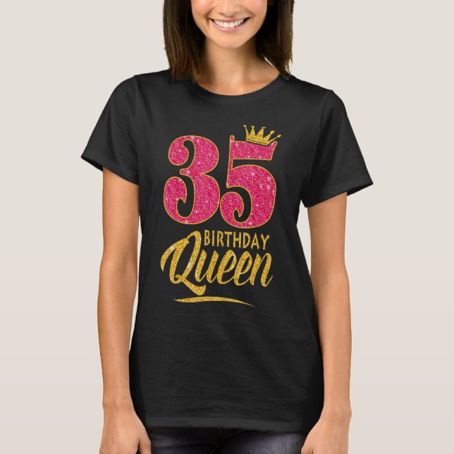 T-shirt 35e anniversaire Reine 35 ans Couronne fille rose (Devant)
