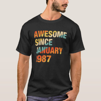T-shirt 35E Cadeau Anniversaire 35 Ans Awesome Depuis Janu
